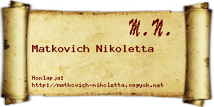 Matkovich Nikoletta névjegykártya